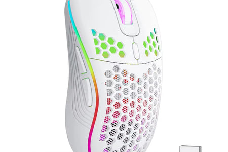 2.4G Wireless Mouse with RGB Backlit 6-Button 3-Speed DPI Type C Rechargeable Ergonomic Honeycomb Design Gaming Mouse